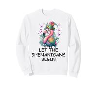 Let the Shenanigans Begin Mardi Gras Flamingo St Patrick's Sweatshirt