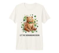 Let The Shenanigans Begin Watercolor Bear Shamrock Premium T-Shirt