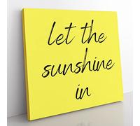 Let the Sunshine In Modern Typography Quote Canvas Wall Art Print Ready to Hang, Framed Picture for Living Room Bedroom Home Office Décor, 50x50 cm (20x20 Inch)