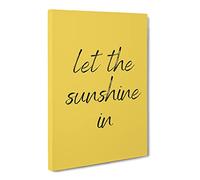 Let The Sunshine In Typography Yellow Canvas Print | Gallery Wrapped 30mm Frame Wall Art | 20x14 inches | Ready to Hang | Modern Typography Picture | Living Room Bedroom Lounge Office