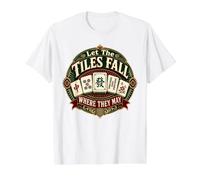 Let The Tiles Fall Where They May Mahjong Tile Game Player Value Graphic T-Shirt, Men, White, L