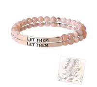 Let Them Bead Lettering Bracelet, Let Them Crystal Stretch Beaded Inspirational Bracelets, Engraved Motivational Tube Bracelets Inspirational Jewelry Gift for Friends Sisters (Orange)