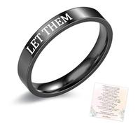 Let Them Black Ring, Let Them Black Stainless Steel Inspirational Ring, Engraved Motivational Self Worth Stackable Rings for Friends, Friendship Inspirational Jewelry Gift for Women (6)