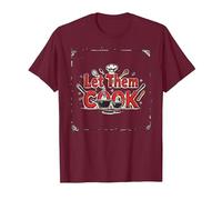 Let Them Cook Kitchen Wall Art for Culinary Enthusiasts T-Shirt, Men, Burgundy, XXL