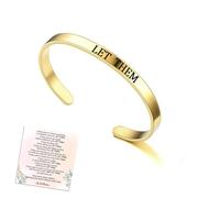Let Them Cuff Bracelet, Self Worth Motivational Engraving Bracelets Stainless Steel Open Adjustable Handmade Engraved Friendship Cuff Bangle Jewelry Gifts for Sorority Sisters Best Friends, Adjustable