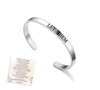 Let Them Cuff Bracelet, Self Worth Motivational Engraving Bracelets Stainless Steel Open Adjustable Handmade Engraved Friendship Cuff Bangle Jewelry Gifts for Sorority Sisters Best Friends,