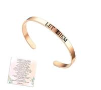 Let Them Cuff Bracelet, Self Worth Motivational Engraving Bracelets Stainless Steel Open Adjustable Handmade Engraved Friendship Cuff Bangle Jewelry Gifts for Sorority Sisters Best Friends,