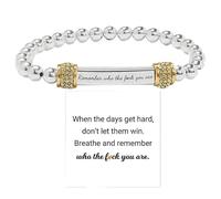 Let Them Dainty Diamond Beaded Stretch Bracelet, Self Worth Motivational Stainless Steel Engraving Tube Little Words Project Bracelets Inspirational Chain Crystal Energy Friendship Jewelry for Women