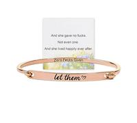 Let Them Front-Open Bar Bangle, Zero Fcks Given Self Worth Motivational Engraving Bracelets, Stainless Steel Freedom Inspirational Cuff Bangle Jewelry Gift for Friends (Rose Gold)