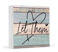Let Them Mental Health Office Decor, Let Them Wooden Sign Office Decorations for Work 5 X 5 Inch, Farmhouse Decor for Desk Accessories or Bathroom Shelves, Gifts for Coworkers Friends Women, 03