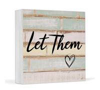 Let Them Mental Health Office Decor, Let Them Wooden Sign Office Decorations for Work 5 X 5 Inch, Farmhouse Decor for Desk Accessories or Bathroom Shelves, Gifts for Coworkers Friends Women, 06
