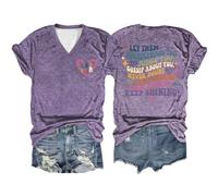 Let Them Misunderstand You T Shirt Women Inspirational Graphic T Shirts Casual Short Sleeve V Neck Motivational Tops Tie Dye Shirt Chic Top Women, T-shirt4-purple, M