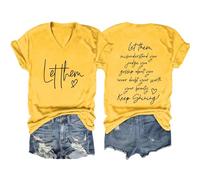 Let Them Misunderstand You T Shirt Women Inspirational Graphic Tees Casual Short Sleeve V Neck Shirt Motivational Tops Cool Dry Women Shirt Men's T Shirts Yellow