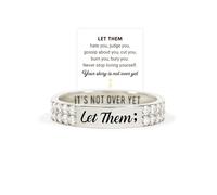 Let Them Pavé Mantra Ring, S925 Sterling Silver Self Worth Motivation Circle Rings, Inspirational Stainless Steel Engraving Stackable Jewelry, Encouragement Gift To Sisters Friends (Silver,9)