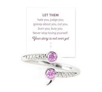 Let Them Pavé Semicolon Ring, Brass Plated with S925 Sterling Silver Exquisite Semicolon Ring, Adjustable Purple Cubic Zirconia Semicolon Ring, Semicolon Ring jewelry Women