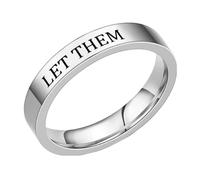 Let Them Ring Let Them Stainless Engraved Ring To Sorority Sisters Best Friends Inspirational Ring Motivational Jewelry Rings Trendy (Silver, 10)