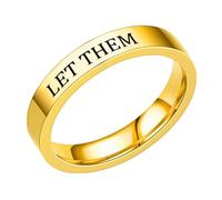 Let Them Ring Let Them Stainless Engraved Ring To Sorority Sisters Best Friends Inspirational Ring Motivational Jewelry Marching Rings (Gold, 12)