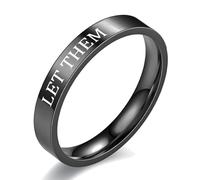 Let Them Ring, Stainless Steel Inspirational Engraved Ring, Let Them Black Motivation Rings, Self Love Motivation Rings Jewelry Couple Friendship Gift for Women Men (6)