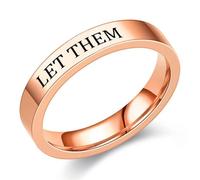 Let Them Rings for Women, Matching Promise Rings for Couples, Stainless Steel Inspirational Engraved Ring Self Worth Motivational Jewellery Gifts Friendship Gift for Women Sisters (Rose Gold, 10)