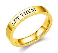 Let Them Rings for Women, Matching Promise Rings for Couples, Stainless Steel Inspirational Engraved Ring Self Worth Motivational Jewellery Gifts Friendship Gift for Women Sisters (Gold, 8)