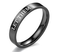 Let Them Rings for Women, Matching Promise Rings for Couples, Stainless Steel Inspirational Engraved Ring Self Worth Motivational Jewellery Gifts Friendship Gift for Women Sisters (Black, 12)