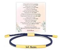 Let Them Tube Bracelet for Women, Adjustable Braided Rope Handmade Engraved Bracelet Stainless Steel Let Them Motivational Tube Bracelet Inspirational Jewelry Gifts for Women Teen Girls, Adjustable