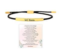 Let Them Tube Bracelet for Women, Self Worth Motivation Bracelet Adjustable Braided Rope Handmade Engraved Bracelet Stainless Steel To My Daughter Inspirational Jewelry Gifts for Women Best Friend