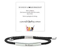Let Them Tube Bracelet for Women, Self Worth Motivation Bracelet Adjustable Braided Rope Handmade Engraved Bracelet Stainless Steel To My Daughter Inspirational Jewelry Gifts for Women Best Friend