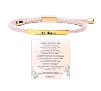 Let Them Tube Bracelet for Women, Self Worth Motivation Bracelet Adjustable Braided Rope Handmade Engraved Bracelet Stainless Steel To My Daughter Inspirational Jewelry Gifts for Women Best Friend,