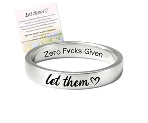 Let Them Zero Fcks Given Mantra Ring, Let Them Self Worth Inspirational Rings, Stackable Engraving Motivation Rings for Best Friends, Personality Friendship Jewelry Gift for Women (11)