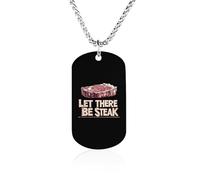 Let There Be Steak Metal Pendant Necklace Chain Personalized Graphic Jewellery