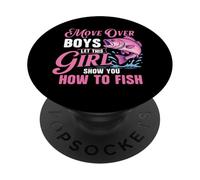Let This Girl Show You How To Fish - Fishing Lover Angler PopSockets Adhesive PopGrip
