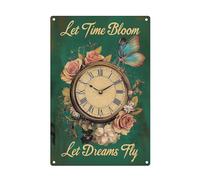 Let Time Bloom Let Dreams Fly Butterfly Metal Tin Sign Wall Decor Retro Whisper Words of Wisdom Butterflies Art Signs for HomeDecoration Gifts 8x12 Inch