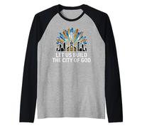 Let Us Build The City of God Christian Raglan Baseball Tee