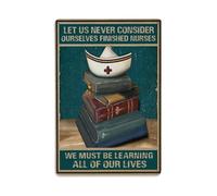 Let Us Never Consider Ourselves Finished Nurses Tin Sign Vintage Metal Sign Retro Home Bar Wall Art Decor Metal Poster 8x12 Inch