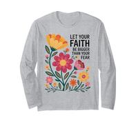 Let Your Faith Be Bigger Than Fear Retro Flower Religious Long Sleeve T-Shirt