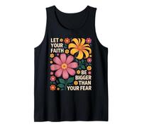 Let Your Faith Be Bigger Than Fear Retro Flower Religious Tank Top