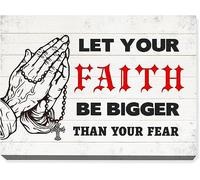 Let Your Faith Be Bigger Than Your Fear Praying Hands Canvas Wall Art Christian Pray Canvas Artwork Picture Poster Decor for Home Bedroom Living Room