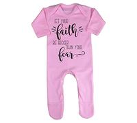 Let Your Faith be Bigger Than Your Fear Religious Quote [FHSVG] Baby Romper Jumpsuit with feet, 3-6 Months, Pastel Pink