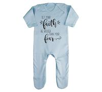 Let Your Faith be Bigger Than Your Fear Religious Quote [FHSVG] Baby Romper Jumpsuit with feet, 3-6 Months, Pastel Blue