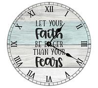 Let Your Faith Be Bigger Than Your Fears Round Wall Clock Silent Quartz Clocks Decorative Easy To Read Frameless Wall Clock For Home Bedroom Office 25Cm