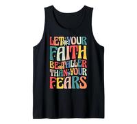 Let Your Faith Be Taller Than Your Fears Retro Groovy Tank Top
