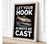 Let Your Hook Be Cast Vintage Canvas Wall Art Print 18x12 Inch (46 x 30 cm)