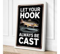 Let Your Hook Be Cast Vintage Canvas Wall Art Print 24x16 Inch (61 x 41 cm)
