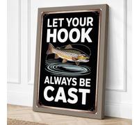 Let Your Hook Be Cast Vintage Canvas Wall Art Print 24x16 Inch (61 x 41 cm)