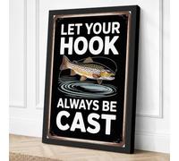 Let Your Hook Be Cast Vintage Canvas Wall Art Print 36x24 Inch (91 x 61 cm)
