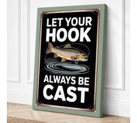 Let Your Hook Be Cast Vintage Canvas Wall Art Print 36x24 Inch (91 x 61 cm)