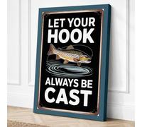 Let Your Hook Be Cast Vintage Canvas Wall Art Print 36x24 Inch (91 x 61 cm)