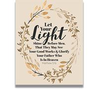 Let Your Light Shine Matthew 5:16 Bibelvers Dekor - christliche inspirierende Wanddeko - Skriptur-Zitat Heimdekoration Geschenke für Frauen, Mädchen, Männer und Jungen - 20.3x25.4 cm ungerahmter Druck
