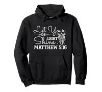 Let Your Light Shine MATTHEW 5:16 Floral Cross Design Pullover Hoodie